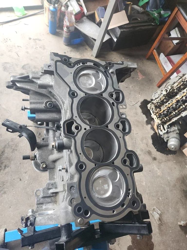 Prepared engine block during a MotorDoc rebuild